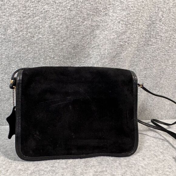 Vintage Etra Women's Black Suede Leather Crossbody Bag Small Casual - Picture 2 of 15